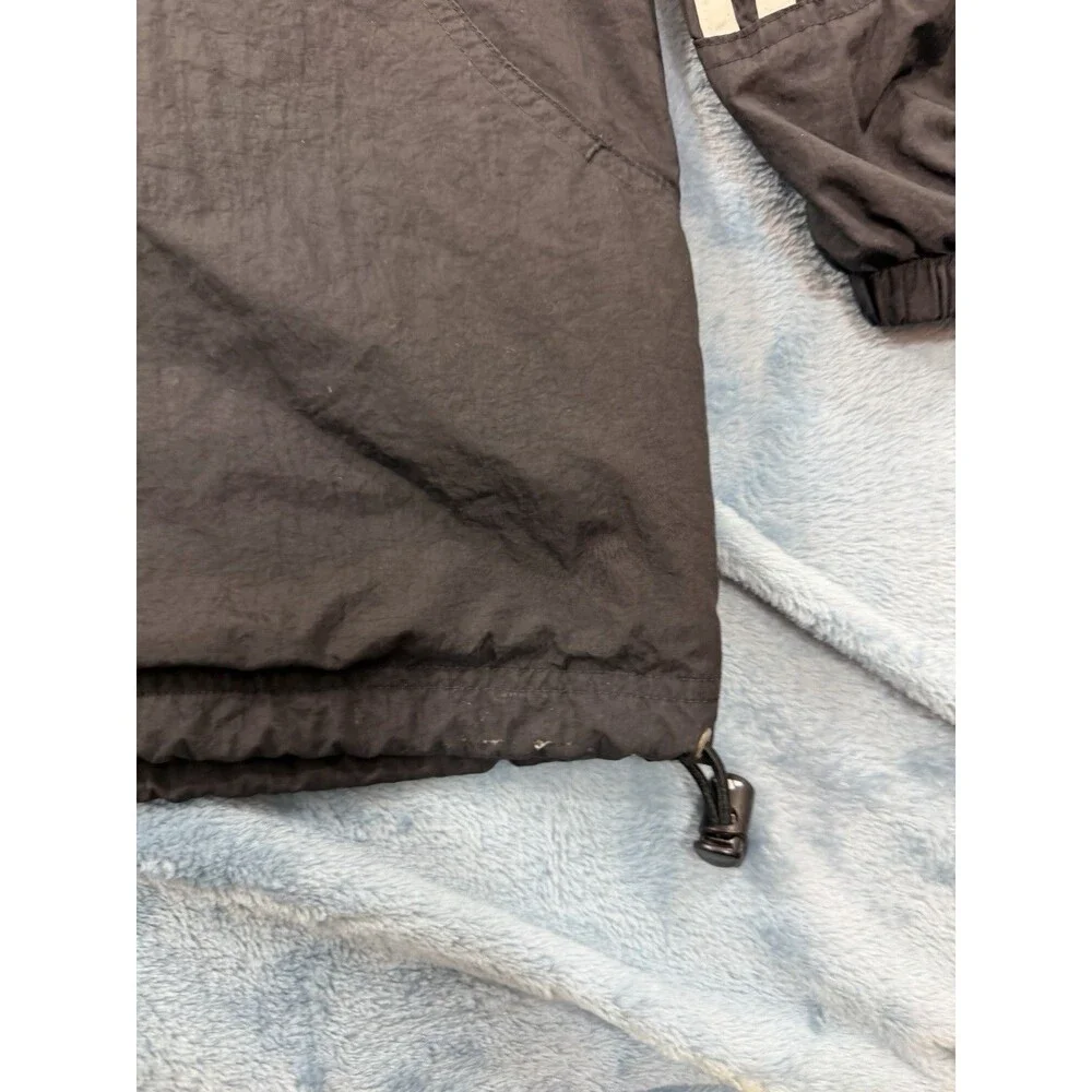 VTG 90s Adidas Windbreaker Jacket Mens S Black White Anorak Pullover Hooded XLNT